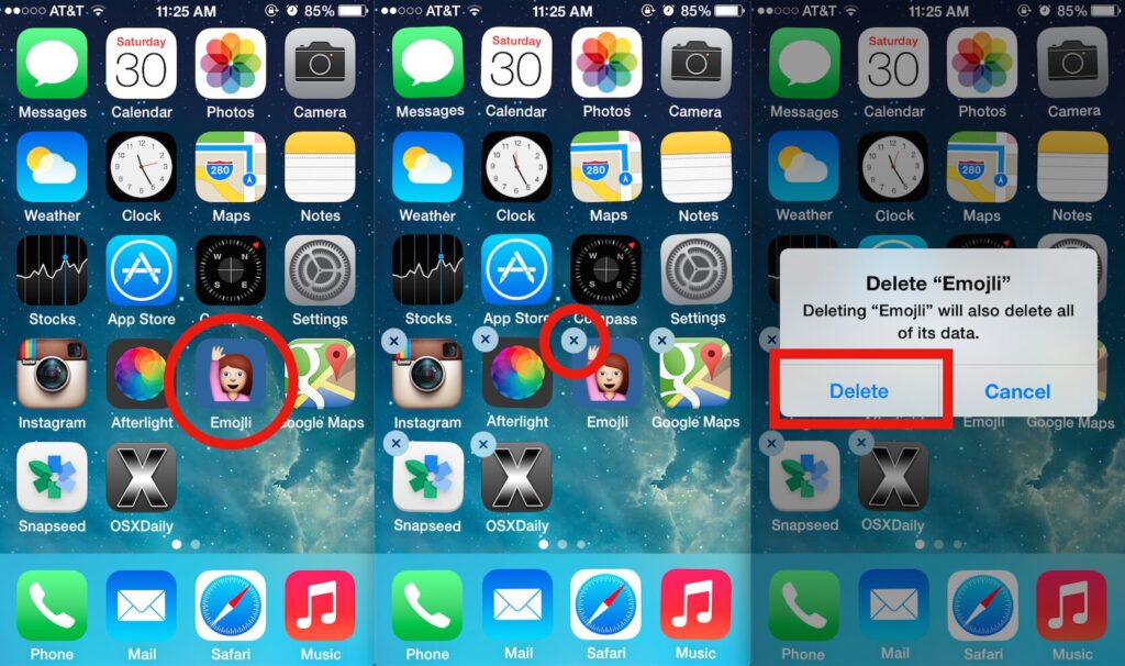حذف برنامه در آيفون برای iOS 12