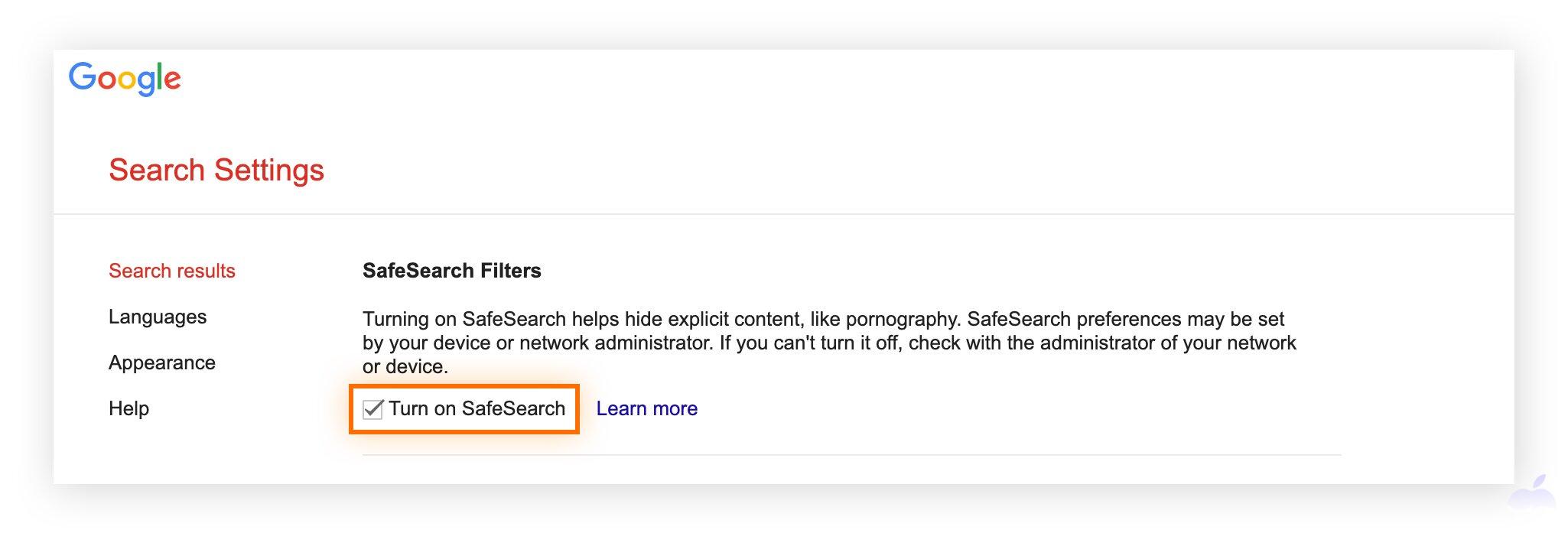 تنظیمات Google SafeSearch با Google Preferences