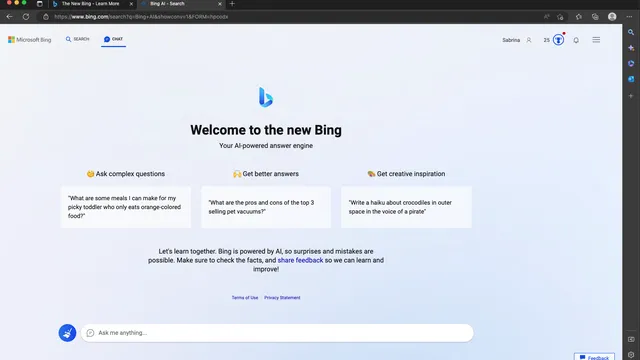 Bing بهترین چت بات های هوش مصنوعی رایگان