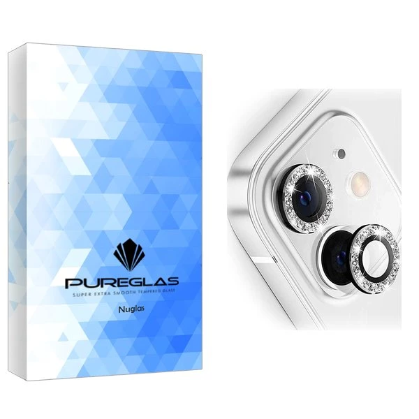 محافظ لنز دوربین پیور گلس مدل NueGlas رینگی نگین دار مناسب برای گوشی موبایل اپل iPhone 12 / 12 Mini